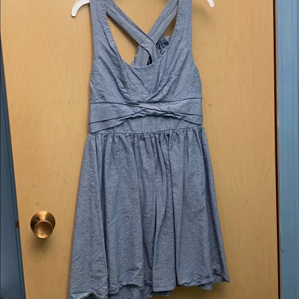 Denim dress with crossed back